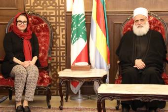 شيخ العقل التقى هاونشتاون ووفداً من تجمُّع العلماء المسلمين