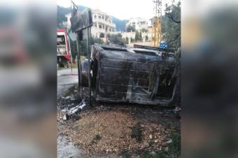 جريحة جراء انقلاب سيارة واندلاع النيران بداخلها في مرح كفرصغاب