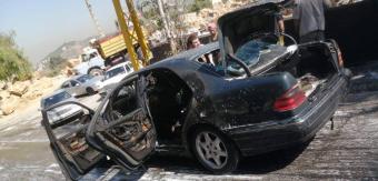 حريق سيارة في مزرعة يشوع