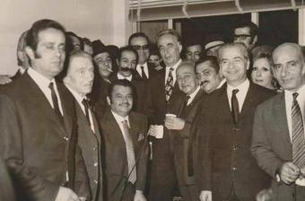 في نقابة الممثلين مع الشاعر سعيد عقل (أرشيف فارس يواكيم)