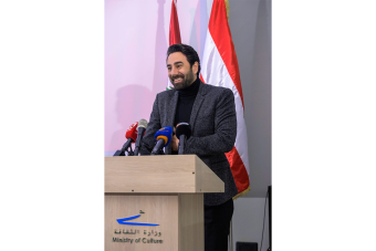 الممثل ميشال حوراني خلال المؤتمر الصحافي