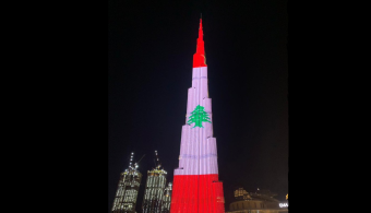 بالفيديو: برج خليفة بألوان العلم اللبناني